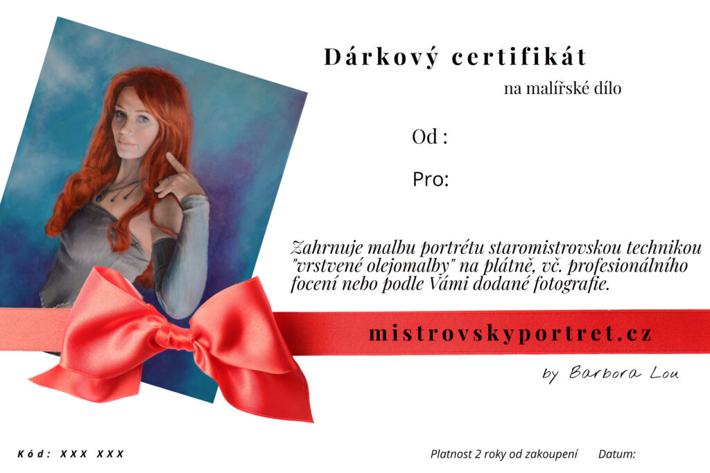 dárkový certifikát - Mistrovský portrét Barbora Lou